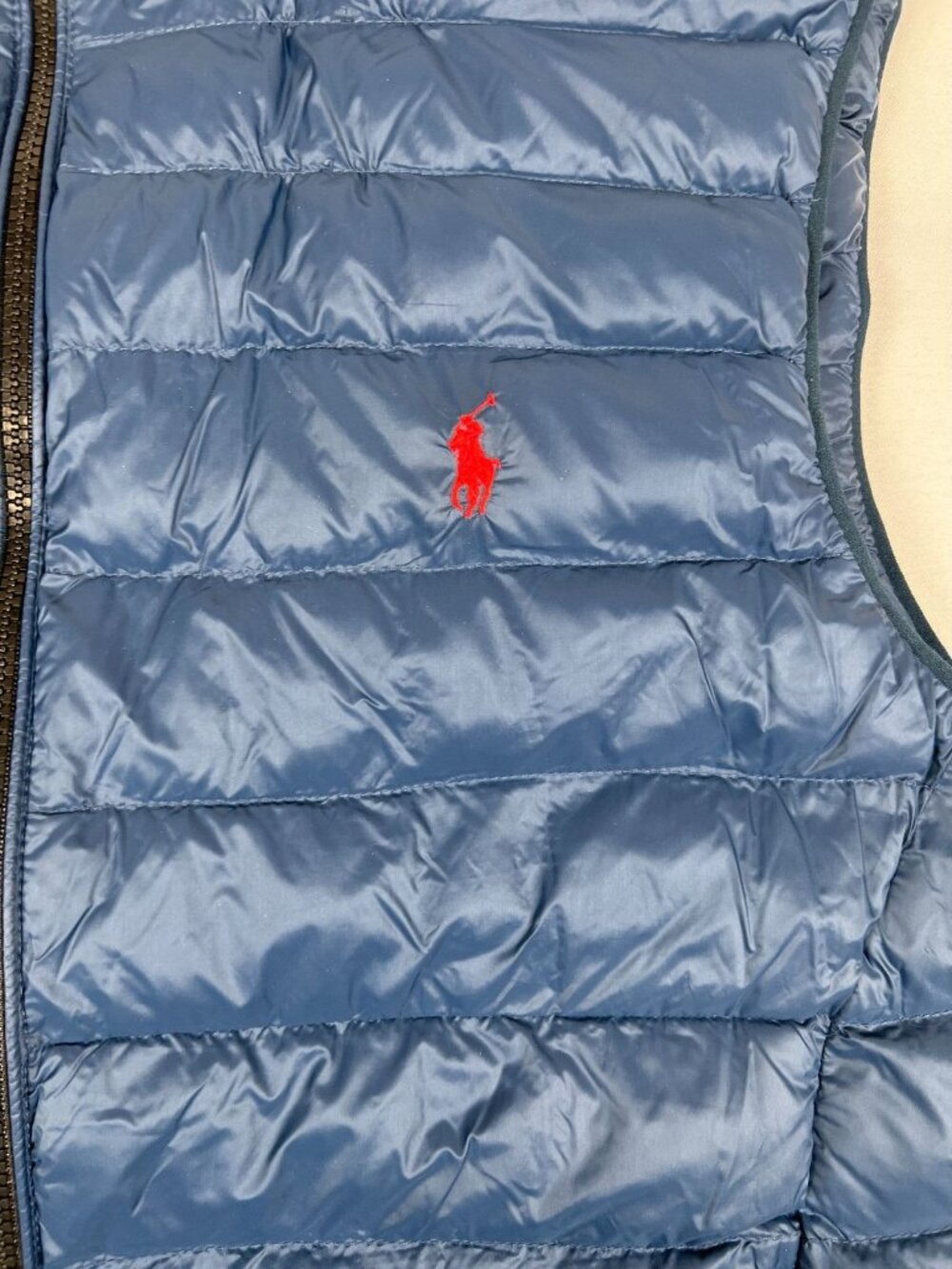 Polo Ralph Lauren Mens L Performance Blue Packable Down Puffer Vest Red Pony - Picture 9 of 11